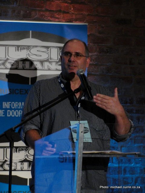 Brian Currin presenting at Music Exchange March 2010 - photo by Michael Currin